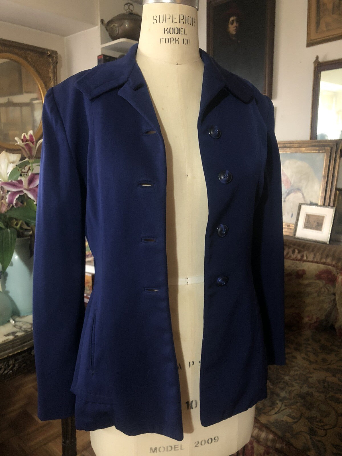 Vintage 1940s dark blue wool Gabardine jacket M