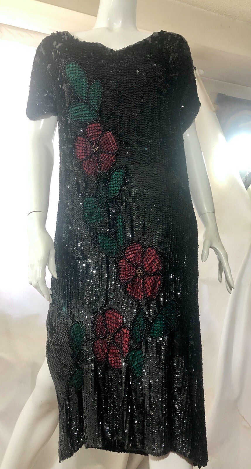 Antique 20s dress beaded, sequin, M