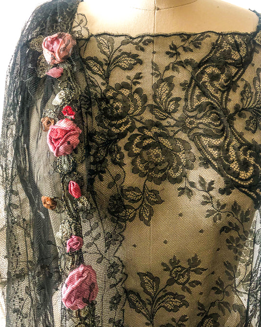 1920s overdress with cascading 3D floral vine