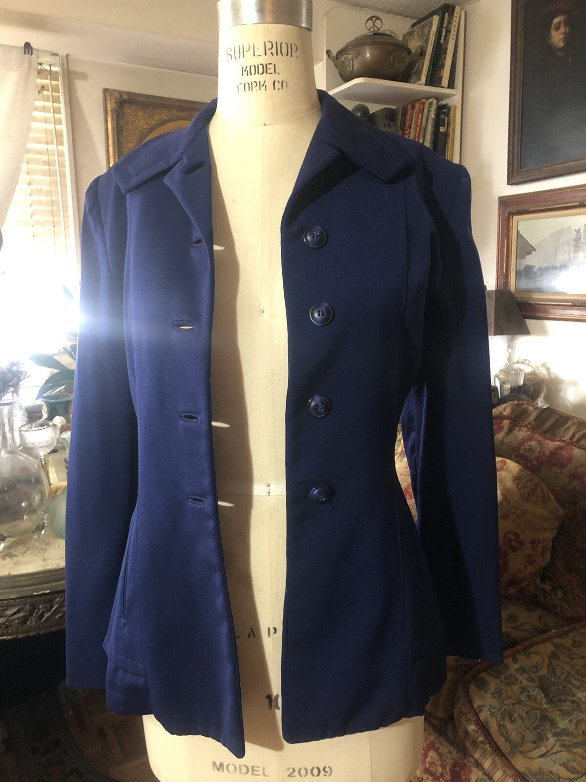 Vintage 1940s dark blue wool Gabardine  jacket M