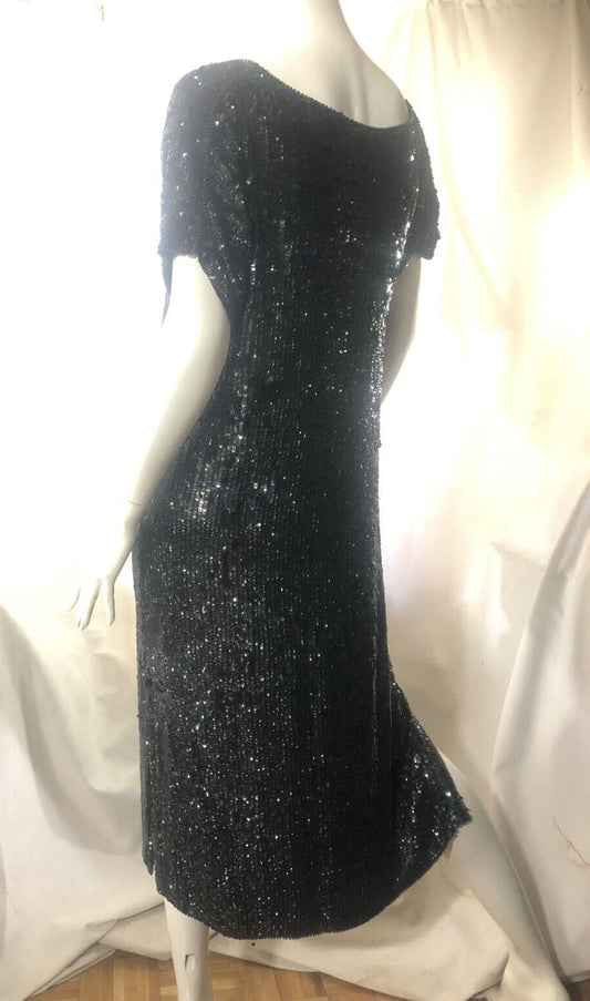 Antique 20s  dress beaded, sequin, M