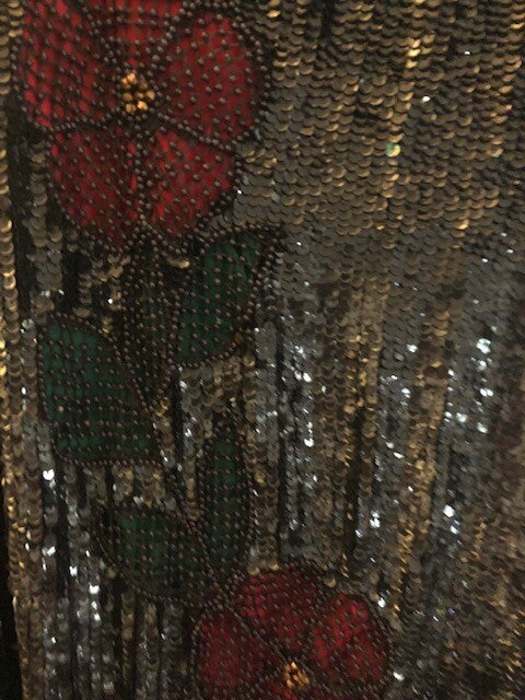 Antique 20s  dress beaded, sequin, M