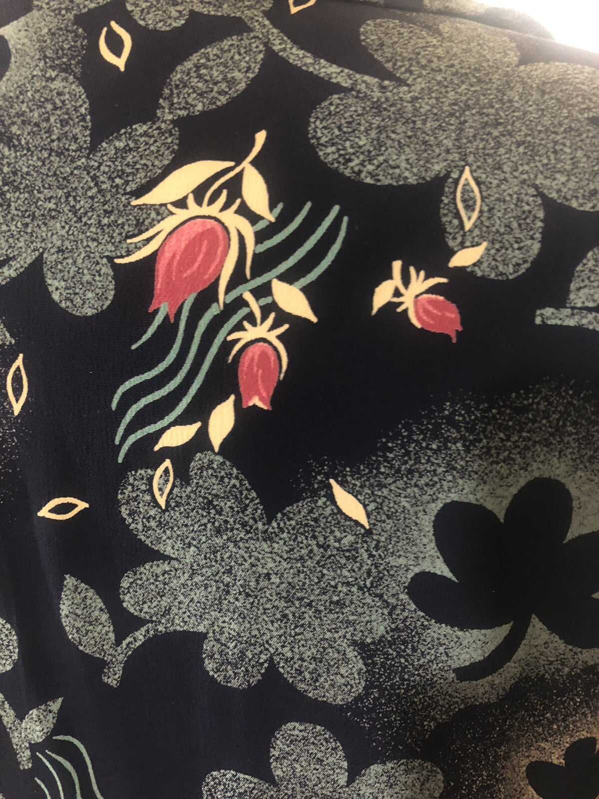 Vintage 1940s printed rayon long dress, Novelty print , M-L