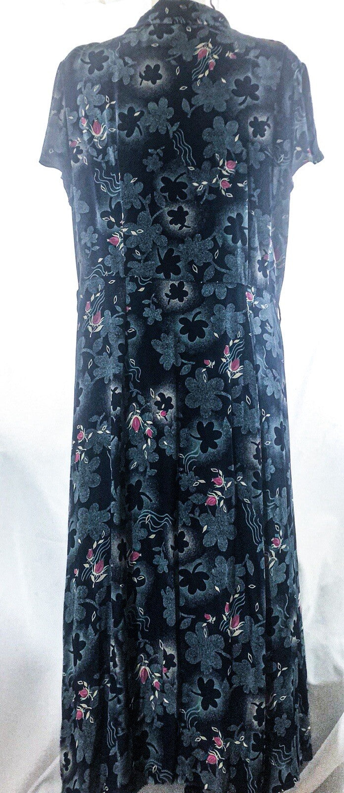 Vintage 1940s printed rayon long dress, Novelty print , M-L