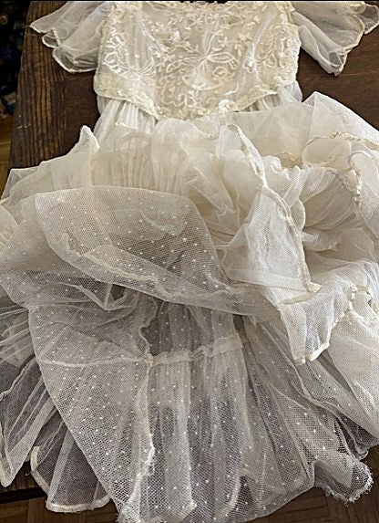 Make it yours! Antique Edwardian 1900s cotton tulle lace wedding dress