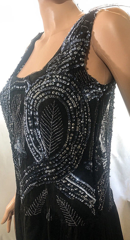 Antique 1920s dress Egyptian revival, beaded, sequin, sequence, great cond. M